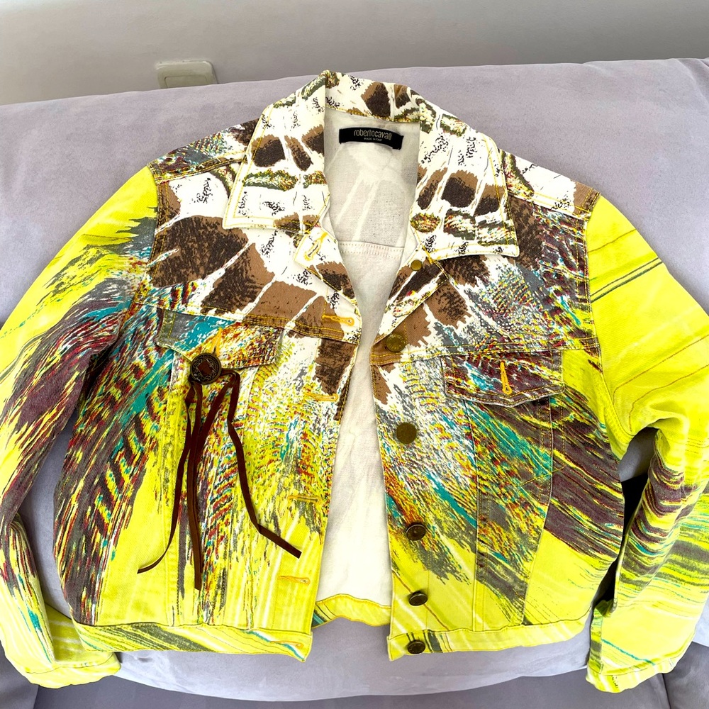 Roberto Cavalli jacket and jeans set.